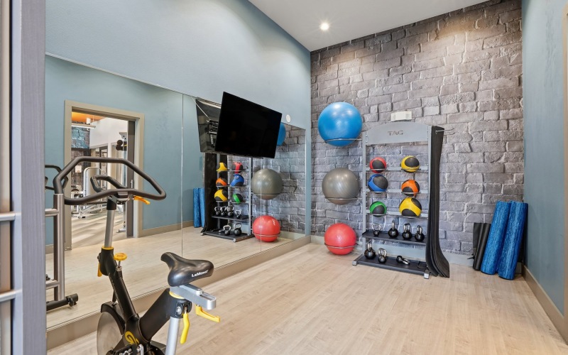 a gym with exercise equipment
